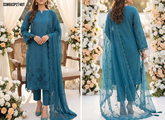 LUXURY PREMIUM Laser Embroidered Lawn Unstitched Collection 2026 Design#SSW6U3P274UT