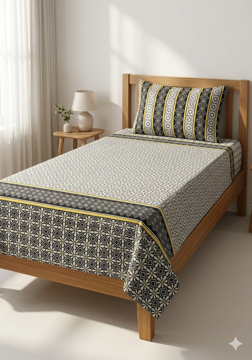 Single Bedsheet Salonika Pure Cotton Printed