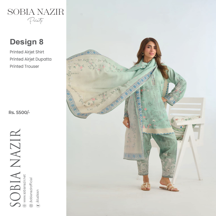 SOBIA NAZIR Digital Print 3 Piece CO-ORDS Collection D-08