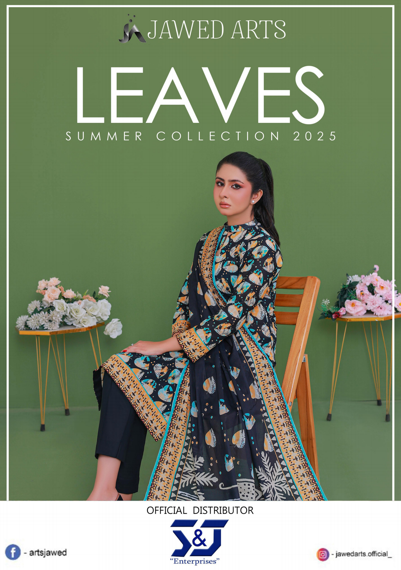 Leaves By Jawed Arts 100% Original Unstitched Lawn 3 Piece in Wholesale 🔥❤️