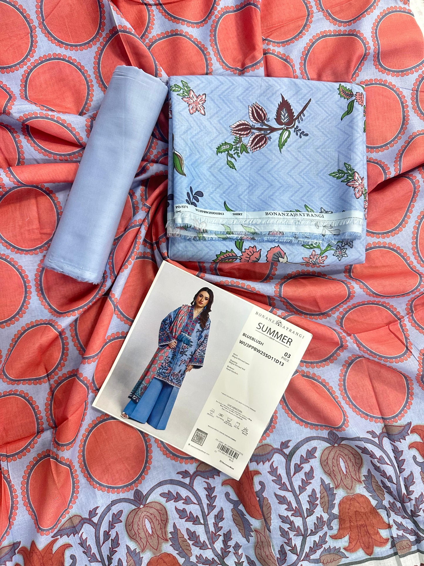 BONANZA SATRANGI (D.C:- WU3PPBW25SO11D13)3PCS UNSTITCHED COLLECTION