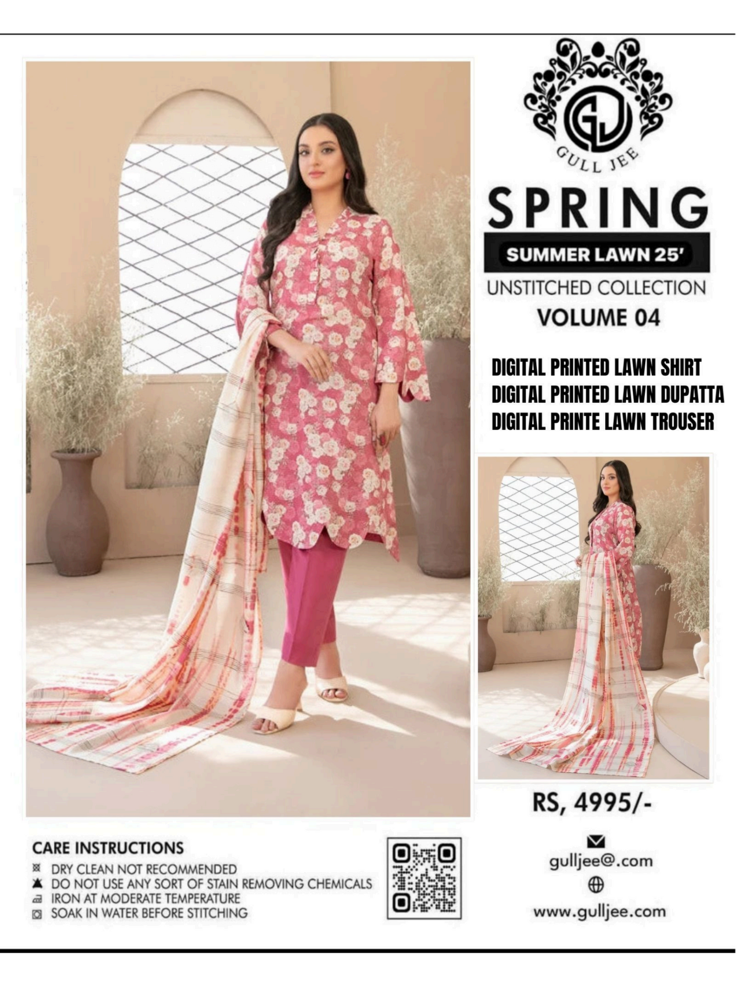 Gull Jee Spring Vol 04 Unstitched Lawn 3 Pieces in Wholesale Price ๐ฅ๐งก