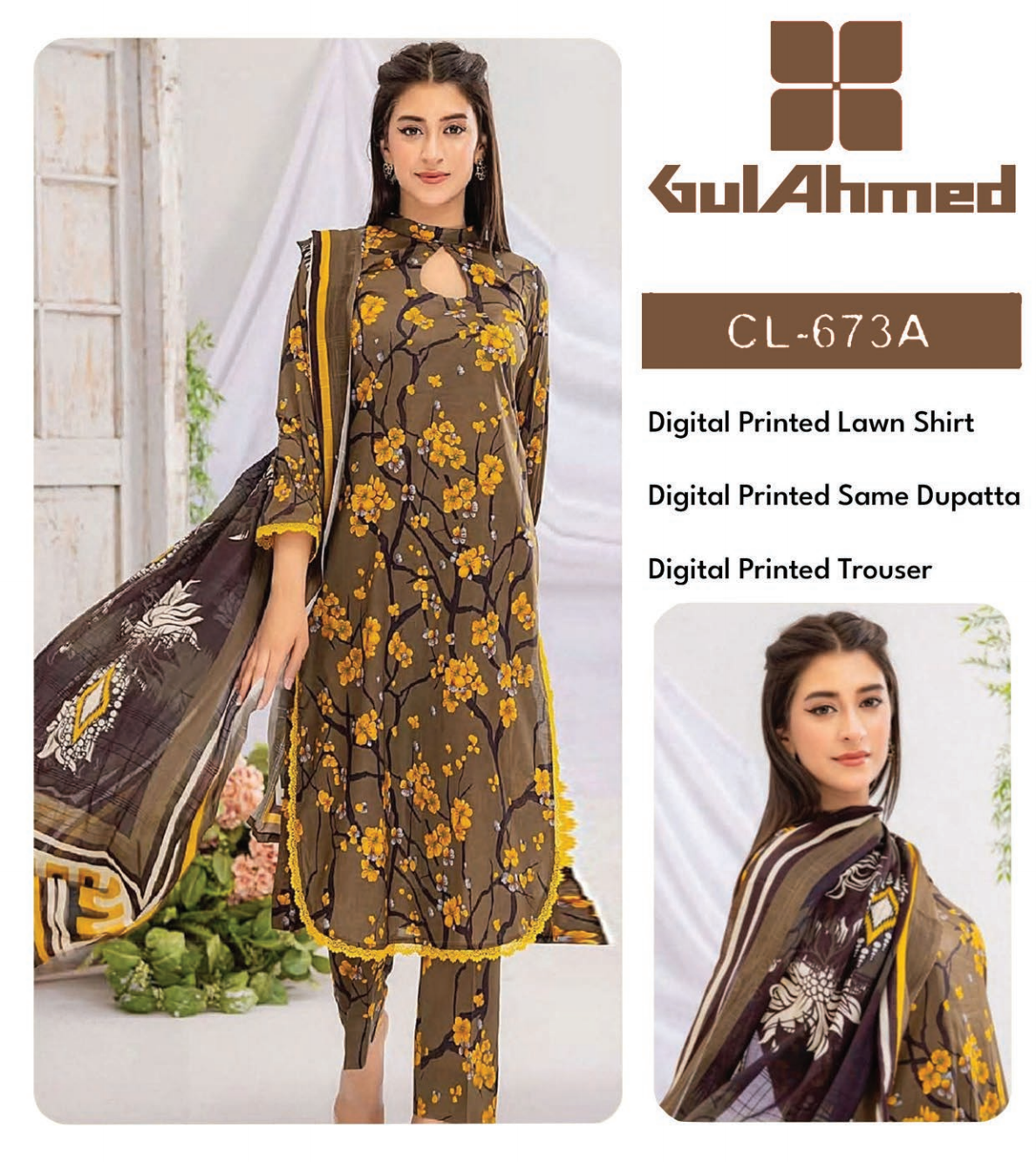 GulAhmed Lawn Printed 3PC In Wholesale Price