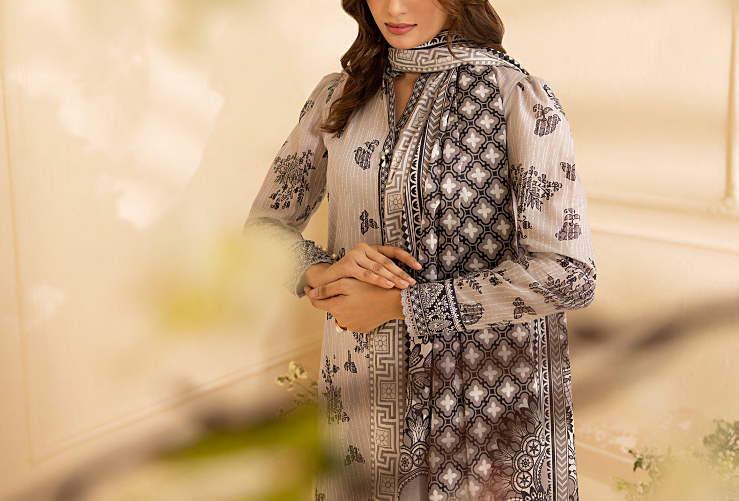 Salitex 100% Original Lawn ❤️ MONOCHROME B&W by SANA& SARA