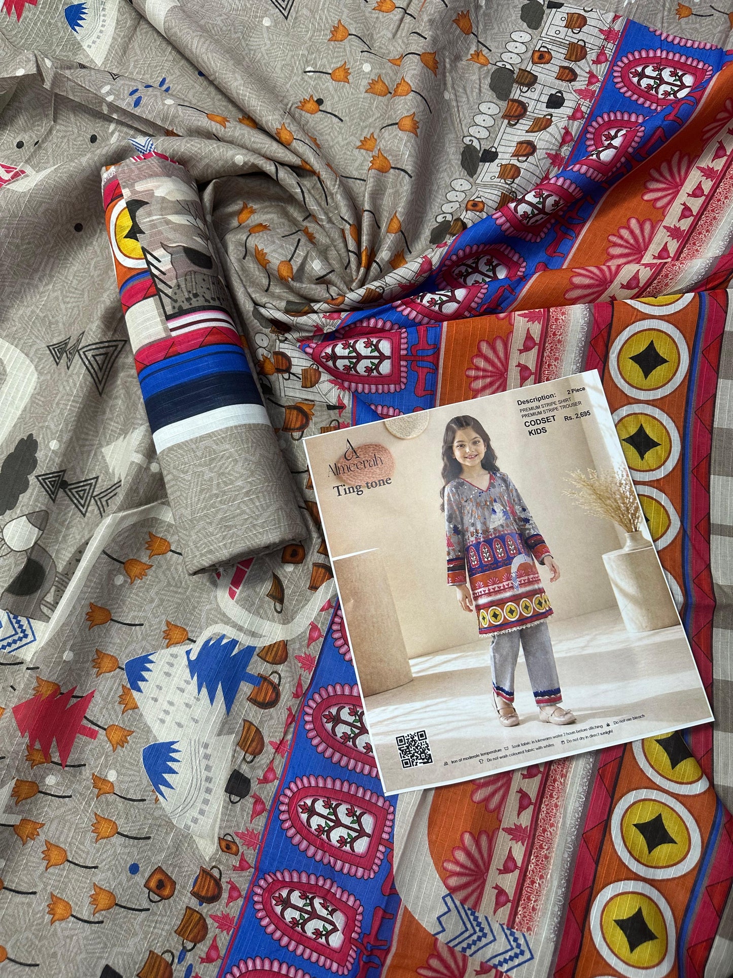 Almeerah Ting Tone Unstitched Kids 2Pcs Collection
