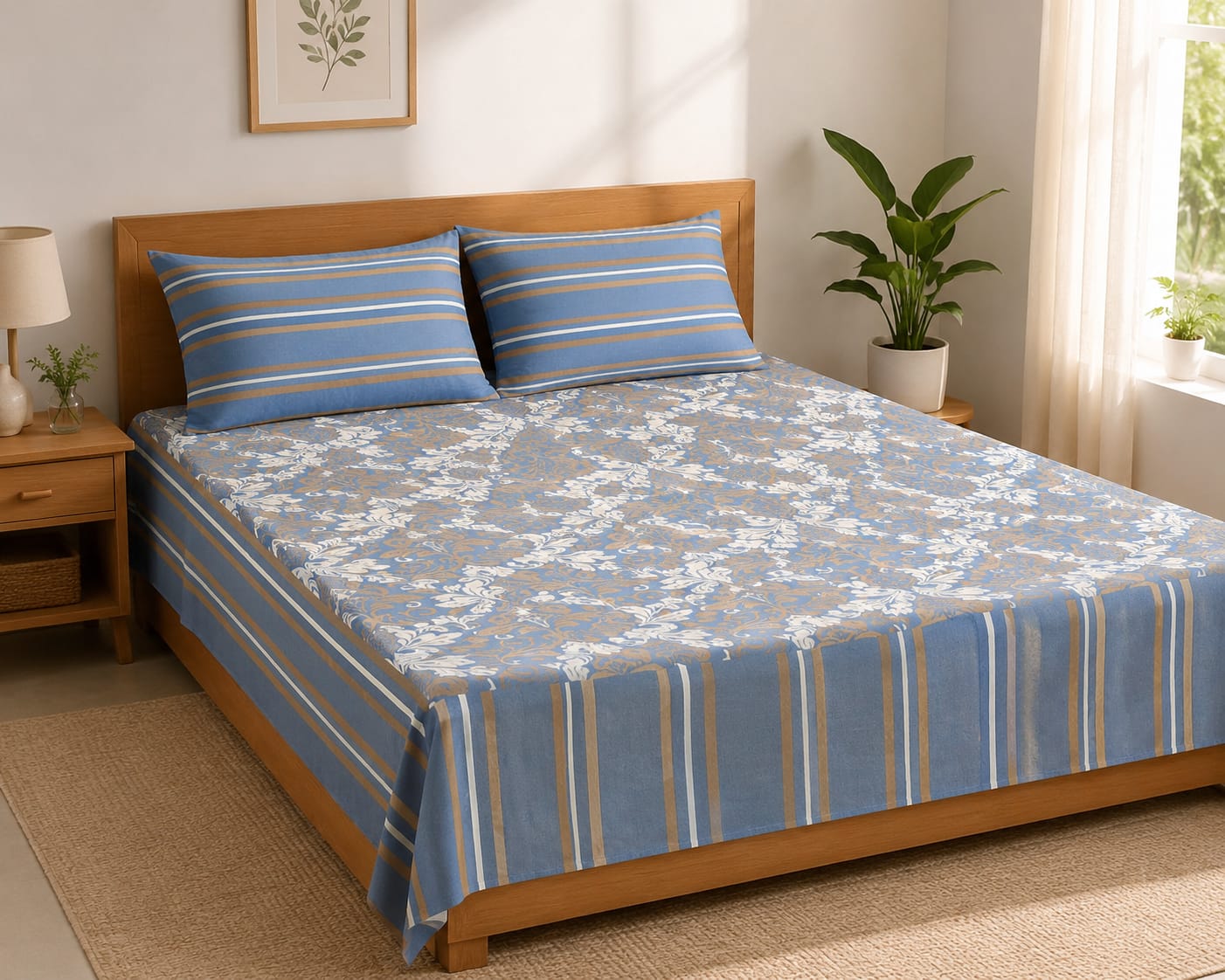 Salonika Full Printed King Size Bedsheets Collection