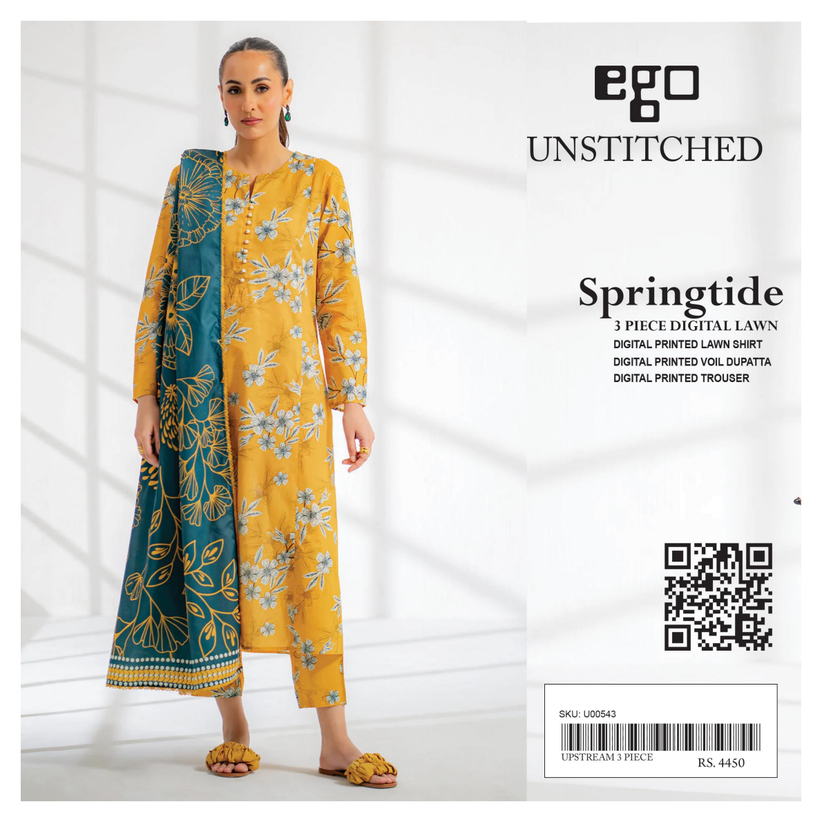 GulAhmed,Khaadi,Zellbury,Ego,Salitex,CrossStitch,Nishat,Firdous,Baroque,Maria.B,Alkaram ,SanaSafinaz Printed Unstitched 3P in 1299π΅π°π