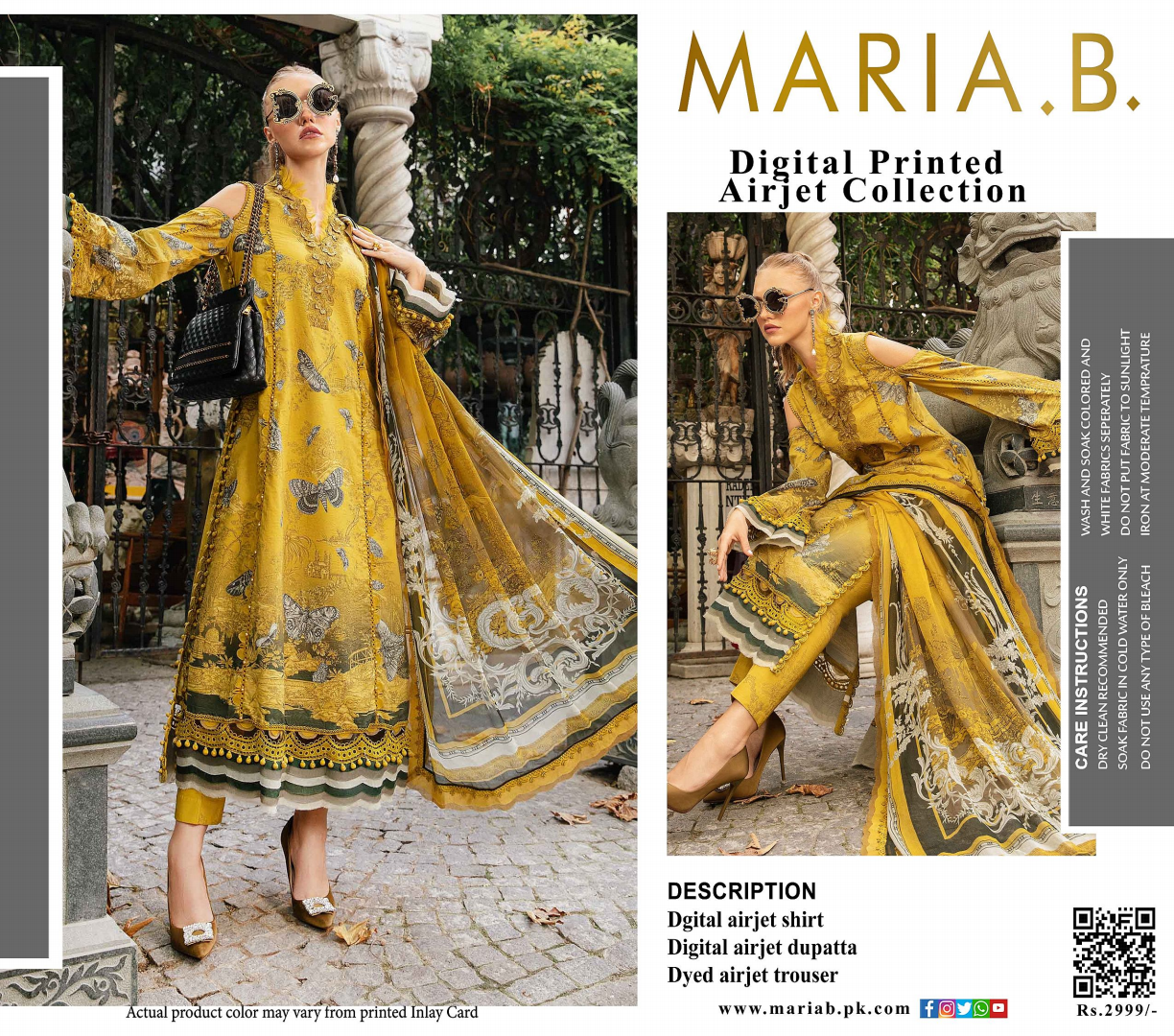 Maria.B Unstitched Printed 3PCs