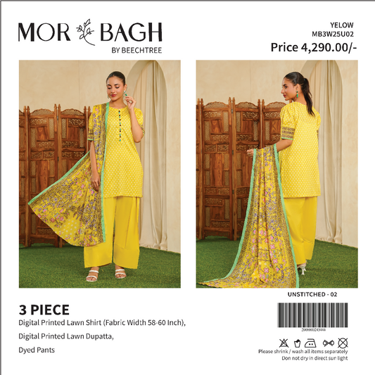 Mor Bagh By Beechtree Unstitched Lawn 3P β¨π