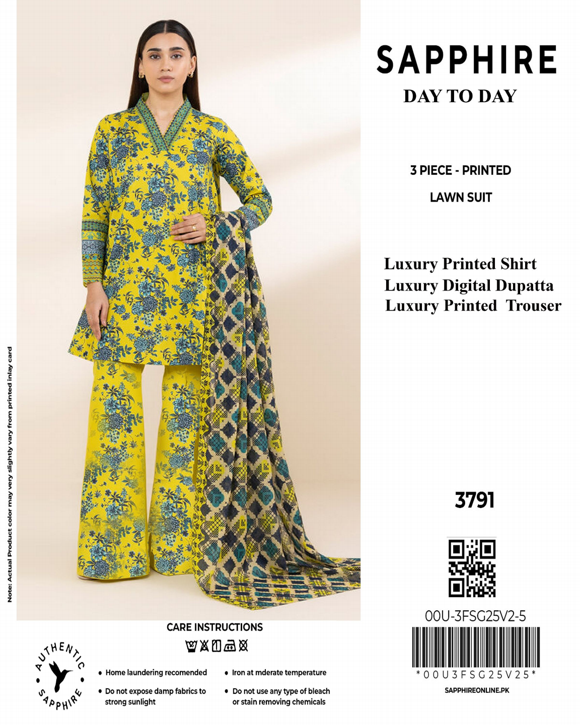 SAPPHIRE Lawn Unstitched 3 Pieces in Wholesale Price π₯π§‘