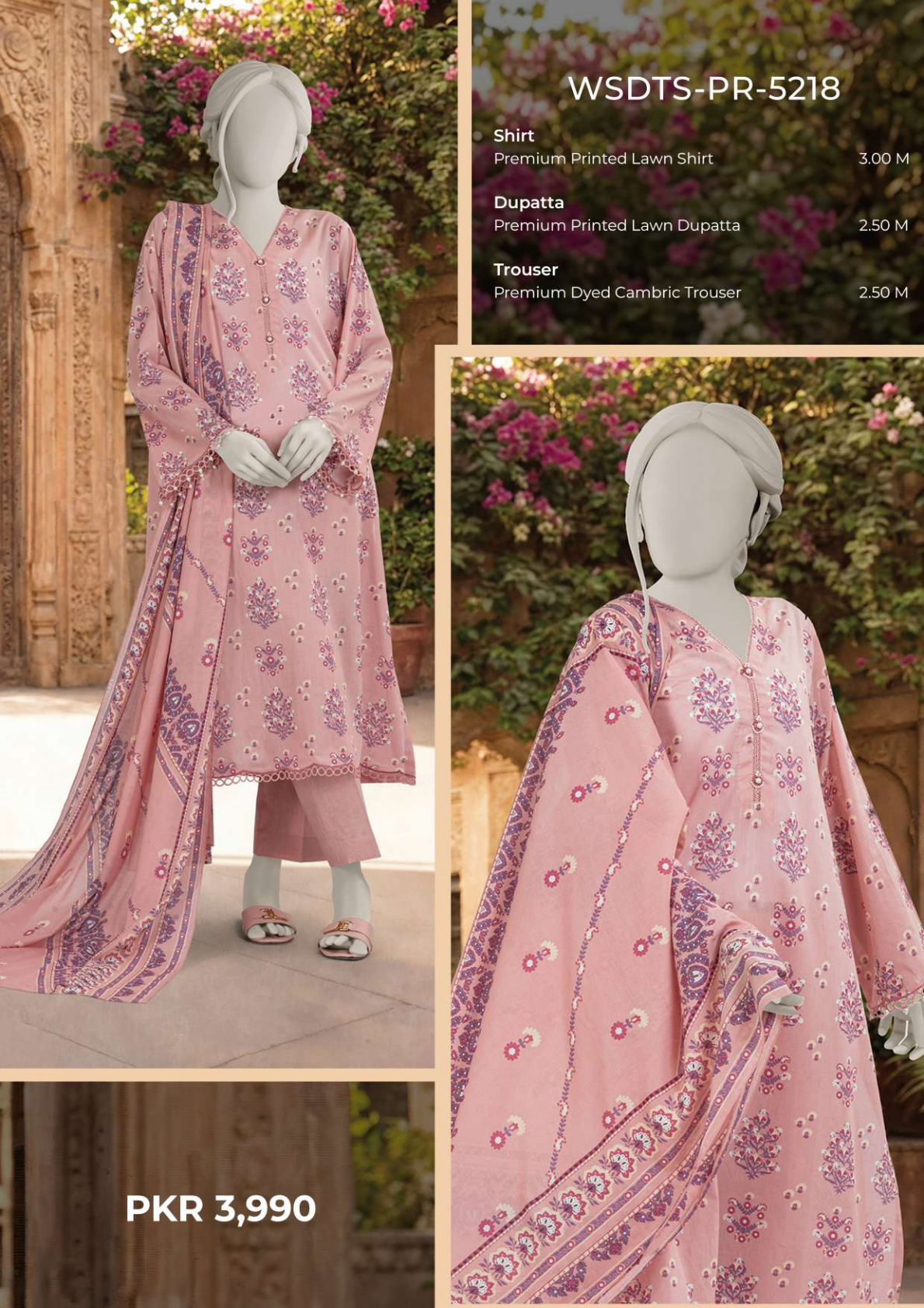 MTJ Original(WSDTS-PR-5218) Printed Lawn Unstitched Collection β Summer 2026