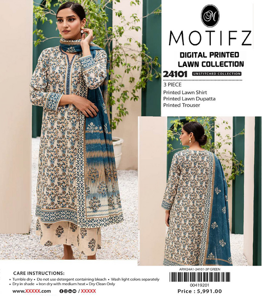 MOTIFZ Lawn Printed 3PC In Wholesale Price