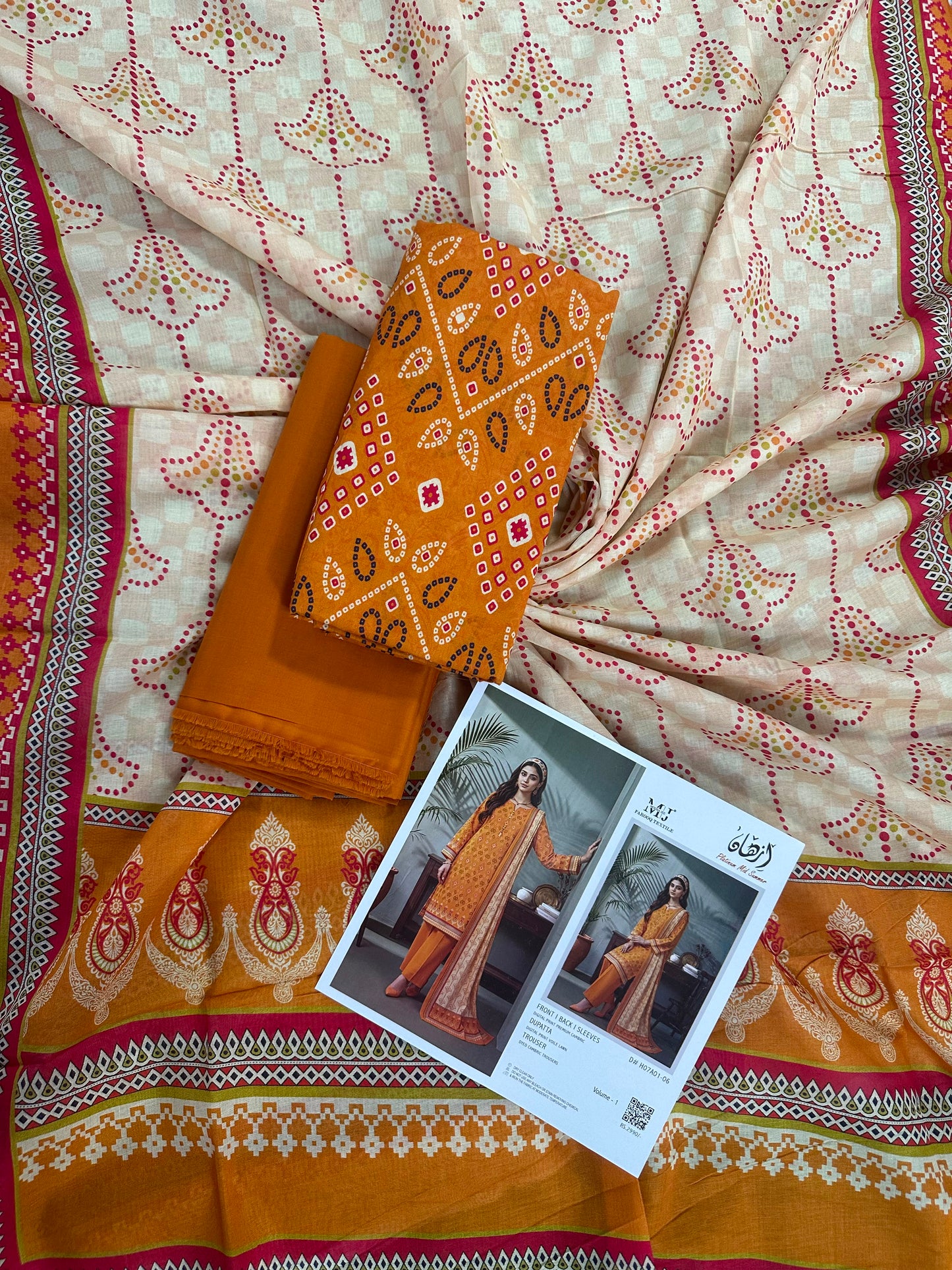 Izhaan MJ Orange D-06 3pcs Printed