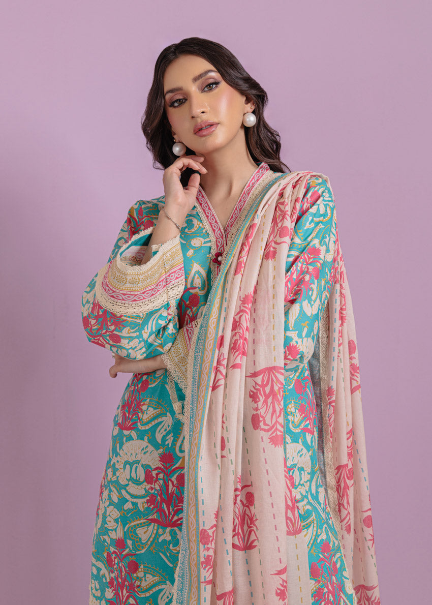 Bonanza Satrangi Unstitched Stamp Floral - 3 Pc (WU3PPBS25LIUN06)