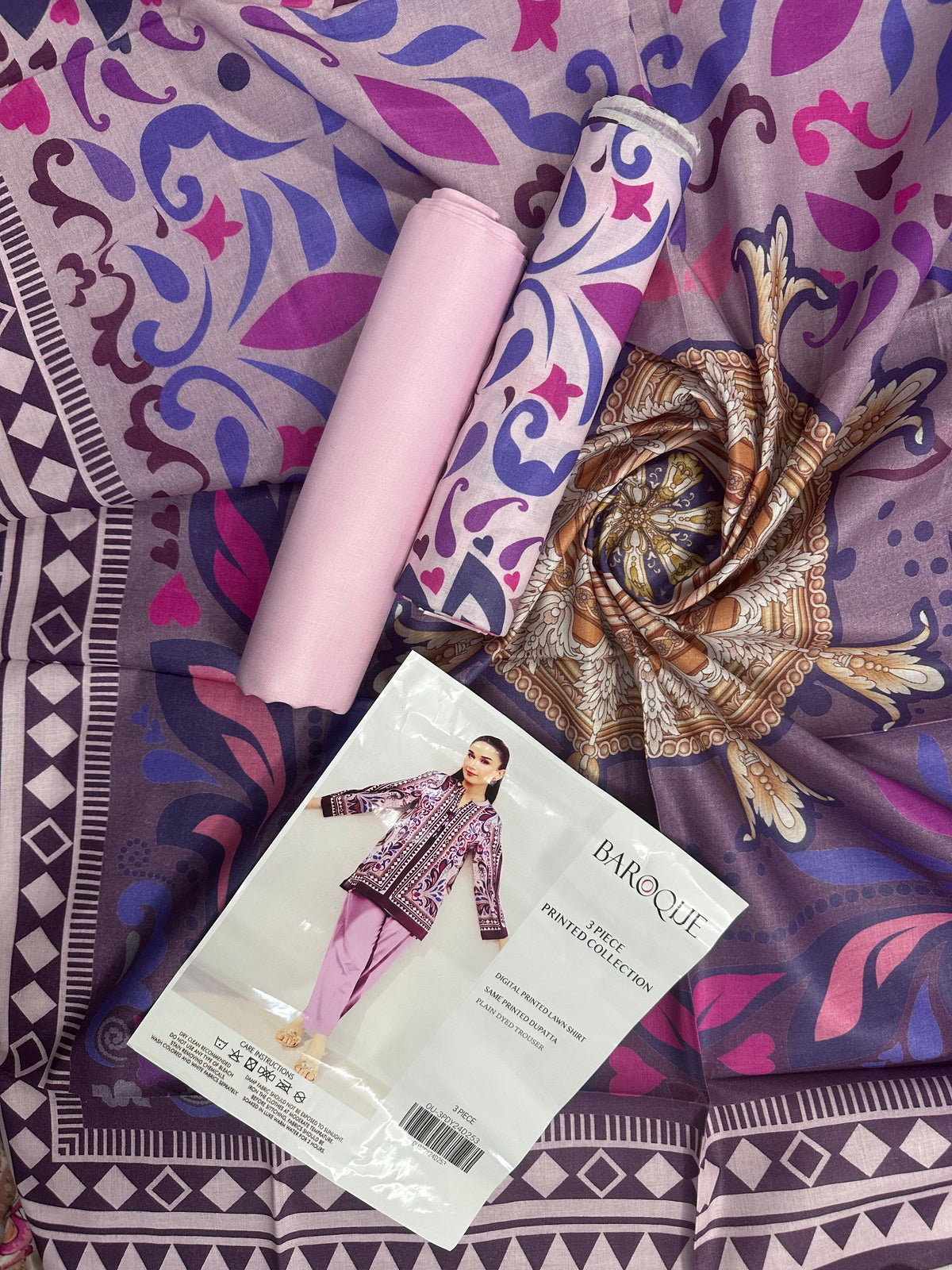 Baroque Light Pink Printed Lawn 3-Piece