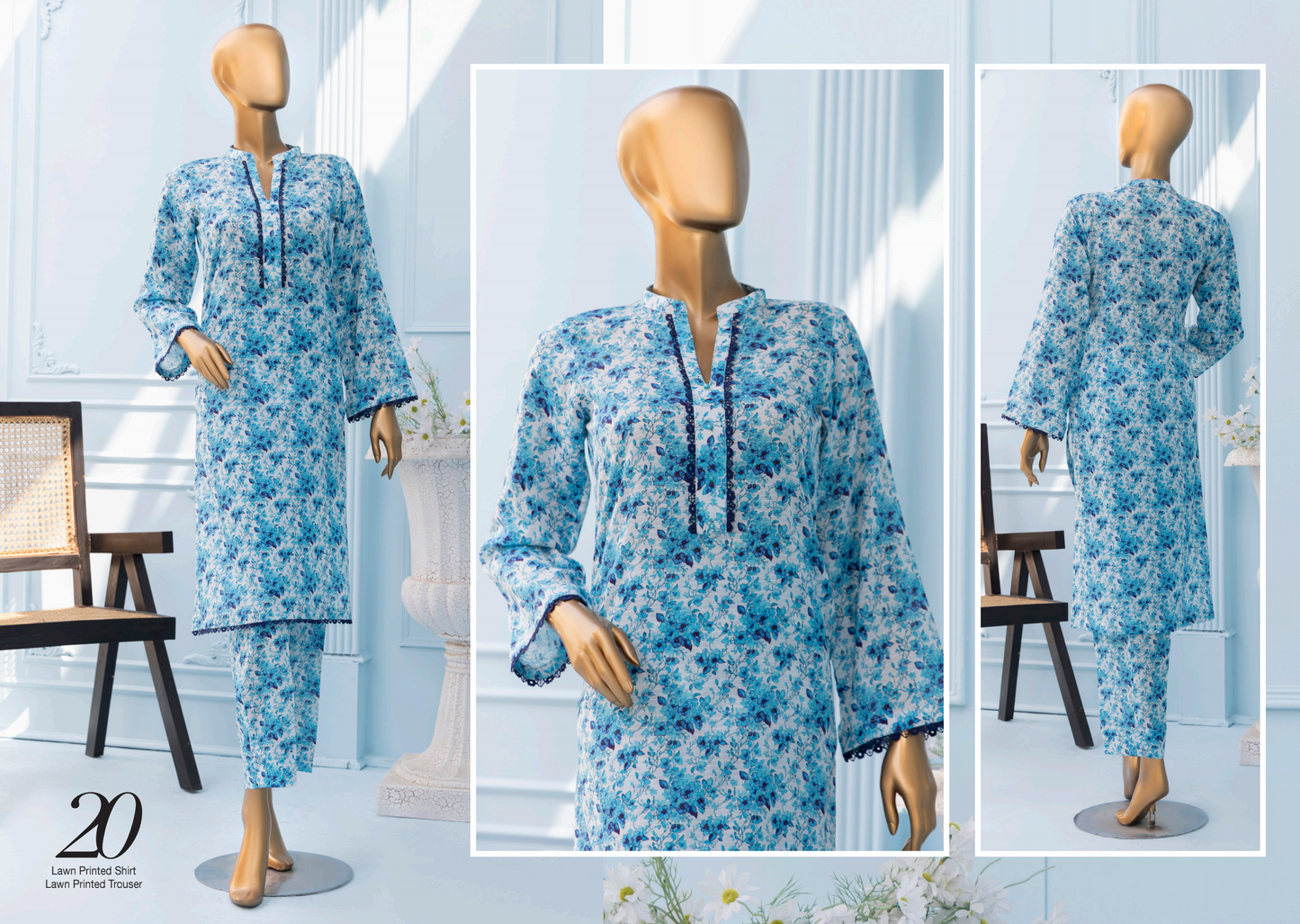 š SAWERA BANADORA 100% Original Lawn 2 PC Unstitched ā Series 2025 š