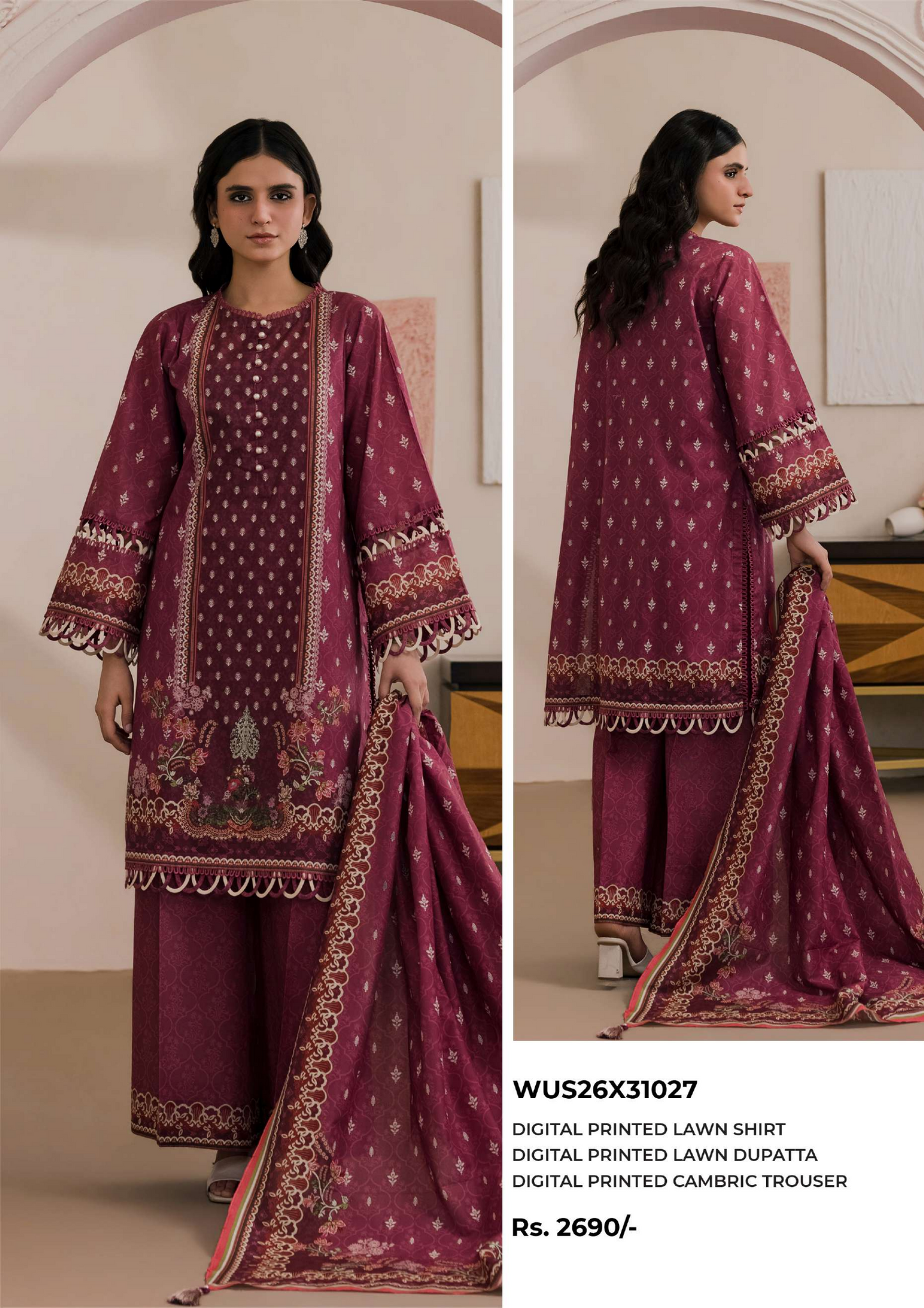 Zellbury D.C:-WUS26X31027 Printed Lawn 3Pcs Collection