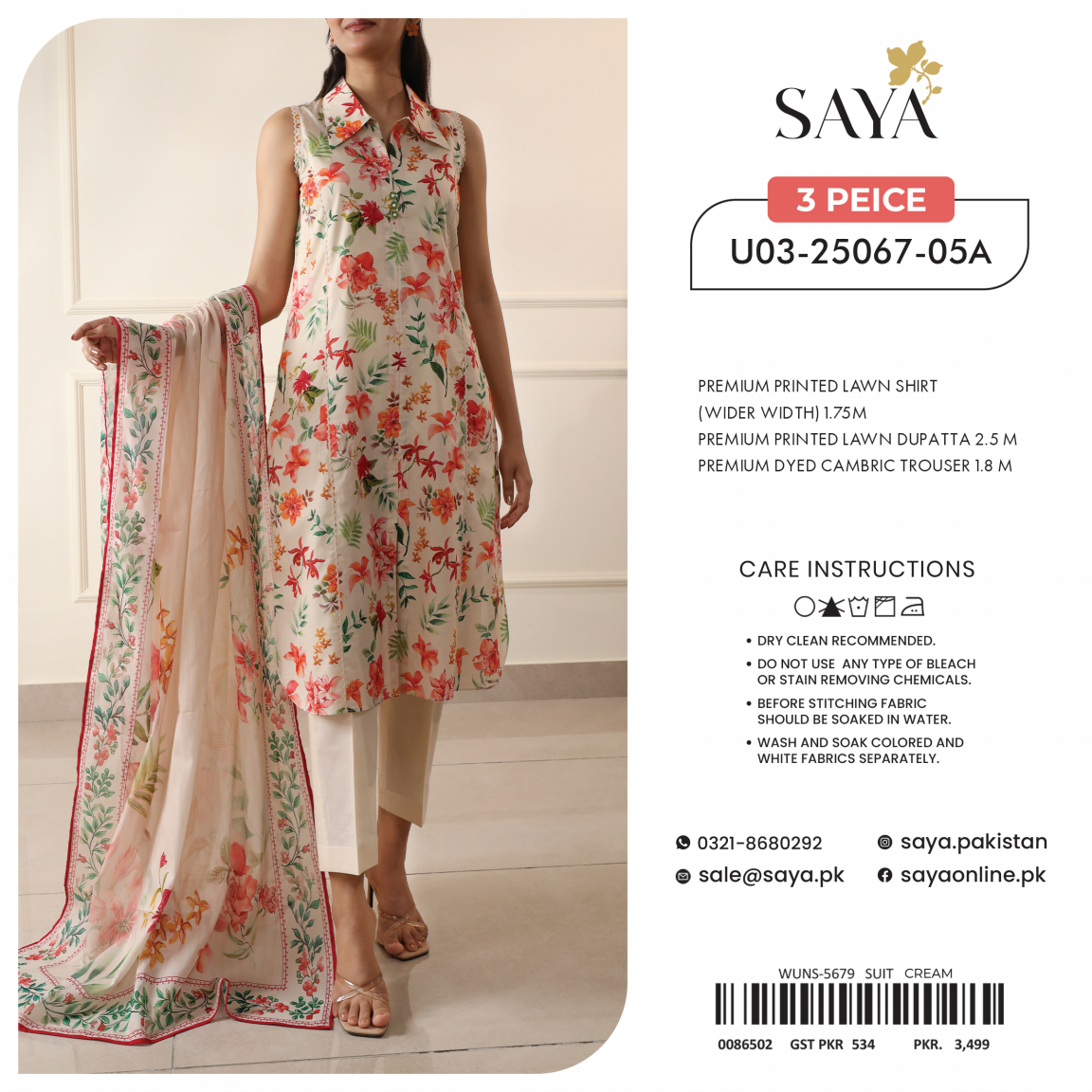 Saya Box Randomly Unstitched 100% Original LAWN 3P Suit In WHOLESALE PRICE 💯✨