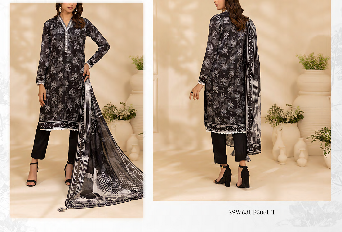 Salitex 100% Original Lawn ❤️ MONOCHROME B&W by SANA& SARA