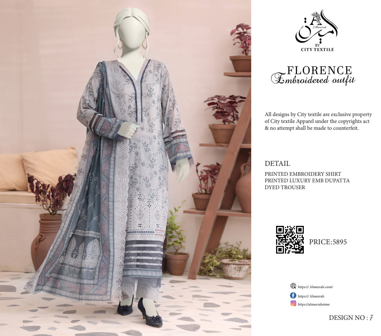 š§”š„ ALMEERAH FLORENCE Embroidery Cutwork Dupatta 3 Pieces š„ā¤ļø