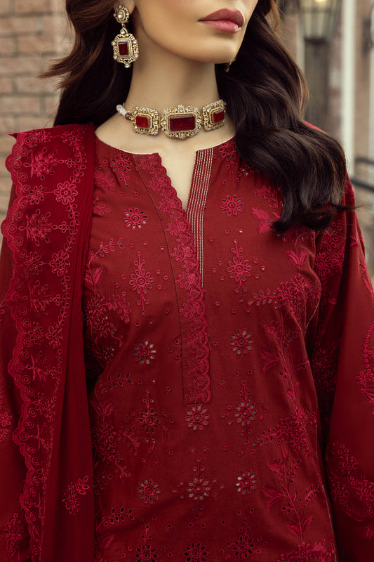 Lakhany Maroon Eid Collection Unstitched ChikanKari 3 Piece ๐ฅ