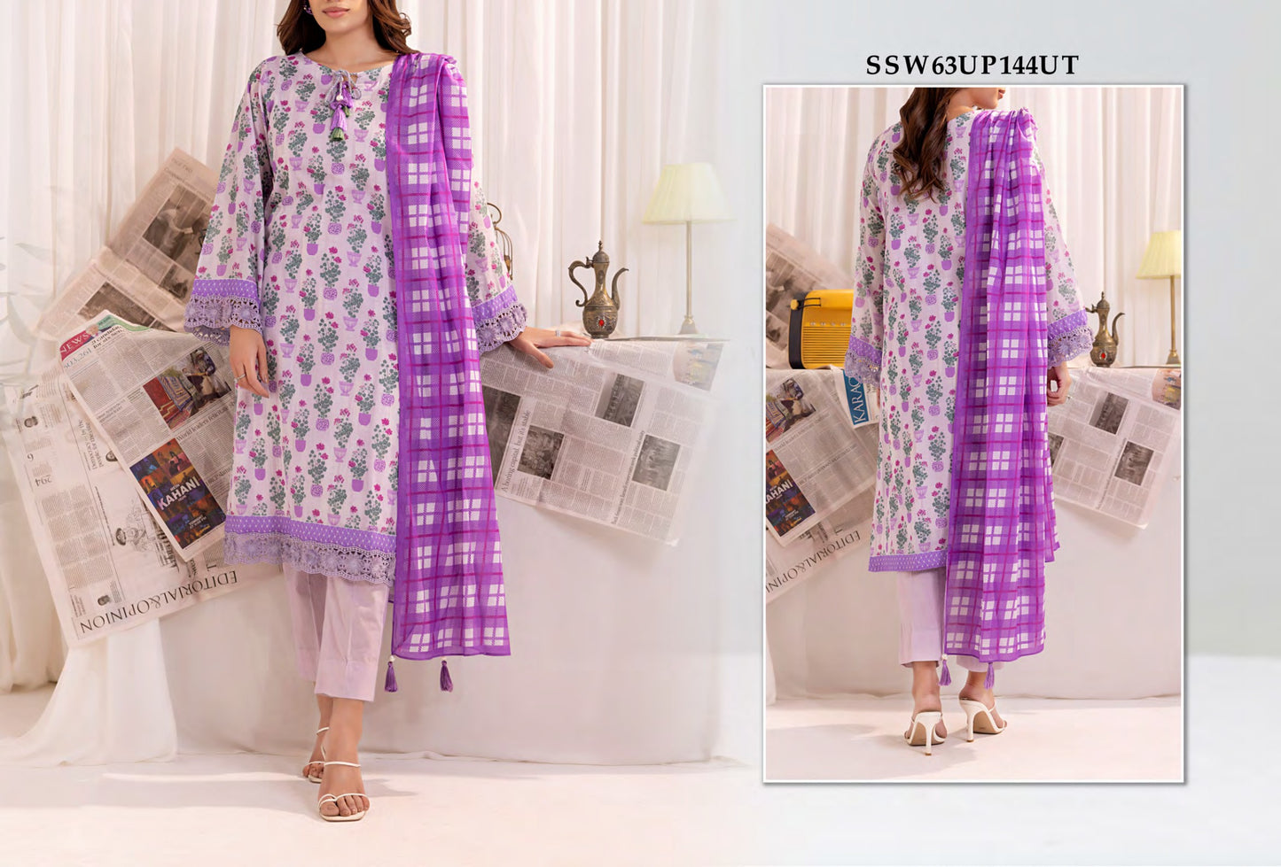 GulAhmed,Khaadi,Zellbury,Ego,Salitex,CrossStitch,Nishat,Firdous,Baroque,Maria.B,Alkaram ,SanaSafinaz Printed Unstitched 3P in 1299π΅π°π