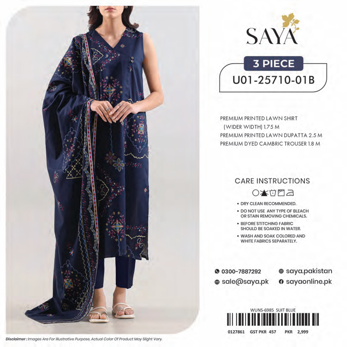 π°π SAYA SUMMER COLLECTION ππ° ππ 3 PIECE UNSTITCHED LAWN ππ
U01-25710-01B