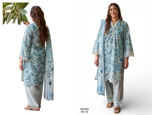 RUQAYYAHS – Digital Printed Embroidered Lawn Collection 2026 Design # 05