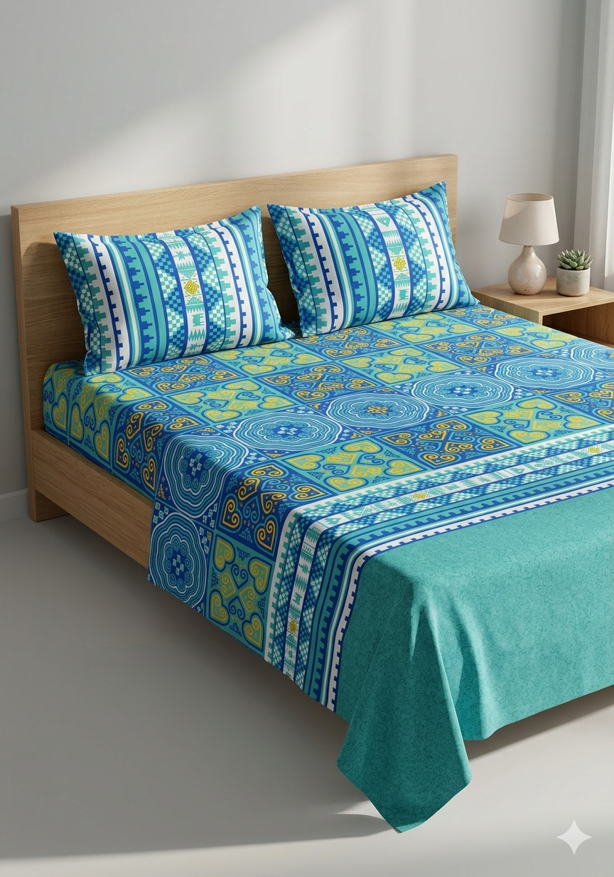 SALONIKA PURE COTTON BEDSHEETS Most Demanding Collection Full Printed King Size Bedsheets