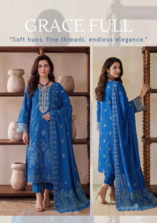 Bonanza Satrangi Midnight Blue Jacquard 3Pcs