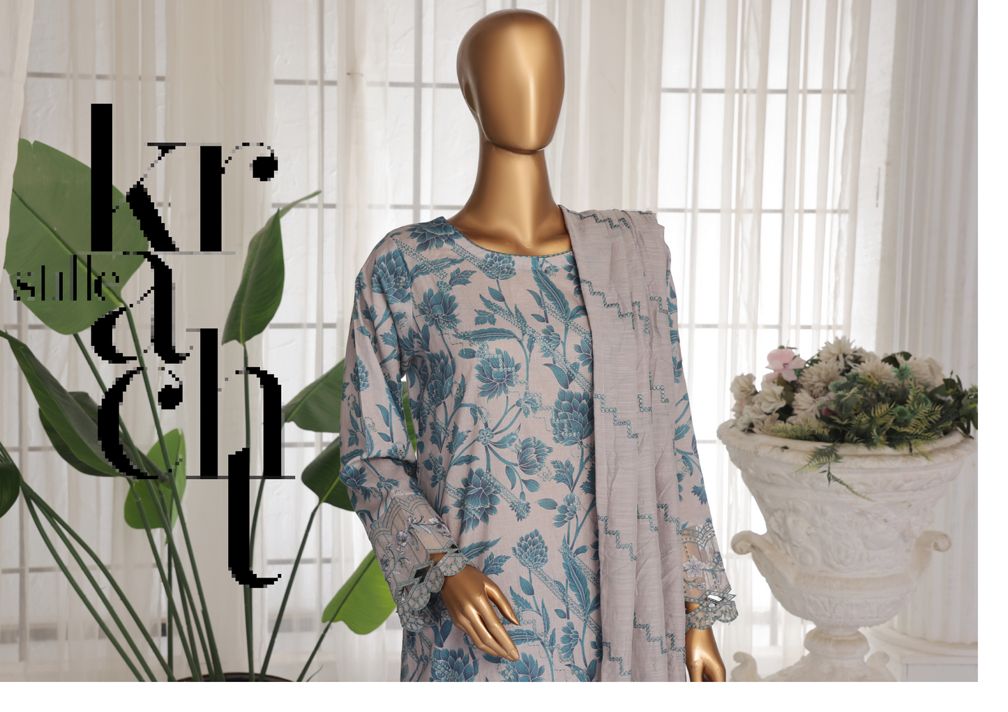 Aifa Daisy ChikanKari Unstitched 3 PIECE πβ