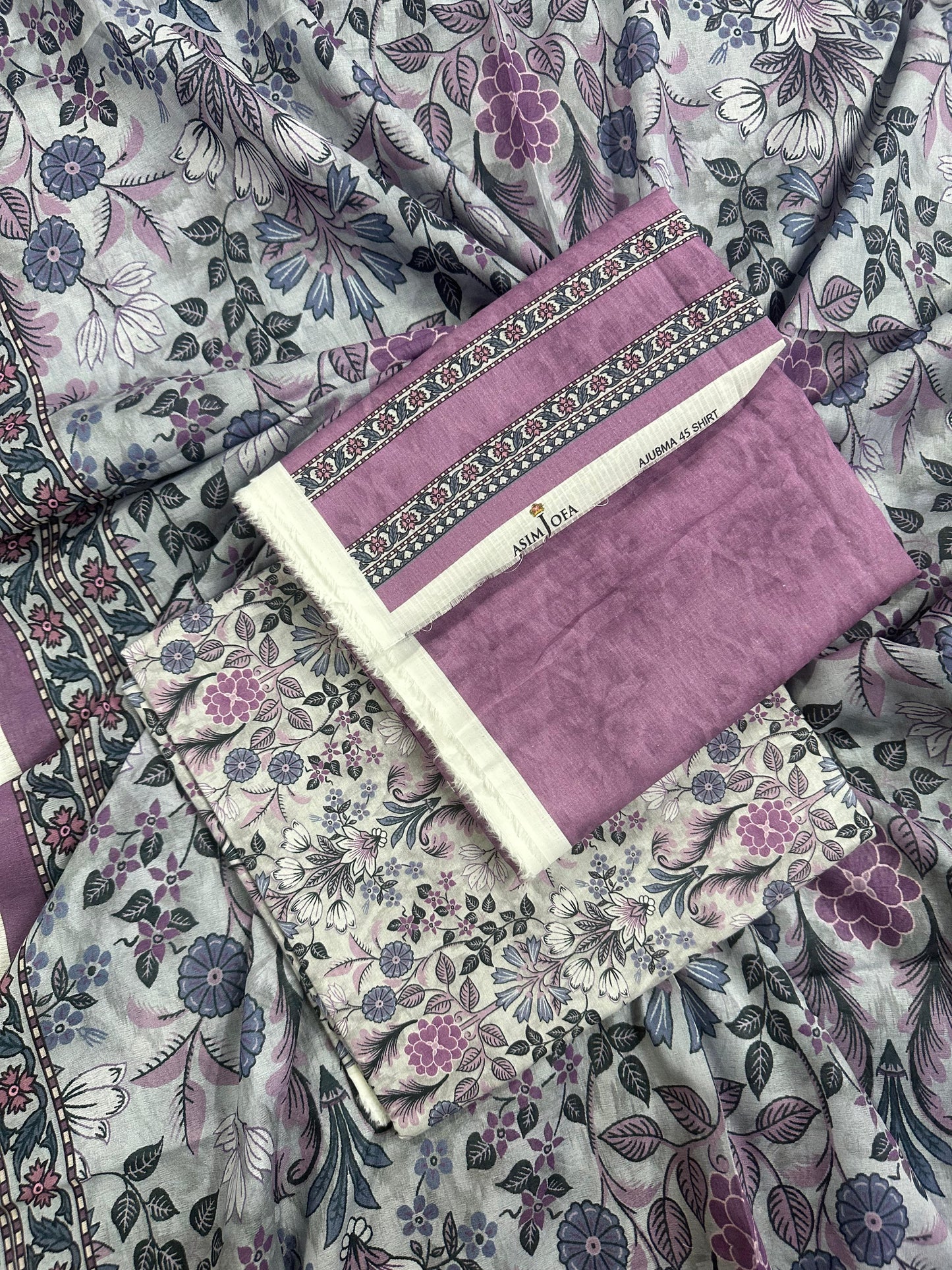 AsimJofa Lavender Floral Printed 3Pcs