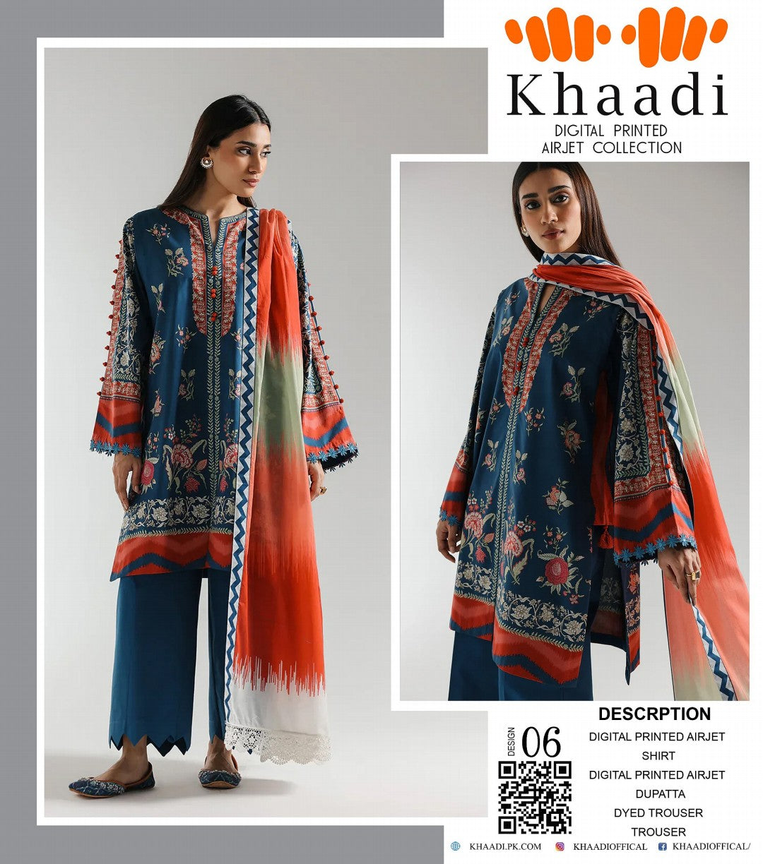 GulAhmed,Khaadi,Zellbury,Ego,Salitex,CrossStitch,Nishat,Firdous,Baroque,Maria.B,Alkaram ,SanaSafinaz Printed Unstitched 3P in 1299π΅π°π