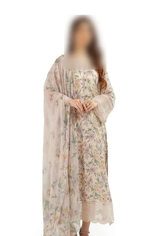 Bareeze Unstitched Lawn 90/70 Quality 3 Pieces