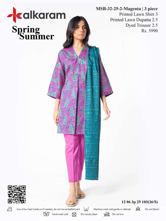 Alkaram Digital Printed Lawn 3 Piece ๐๐งก