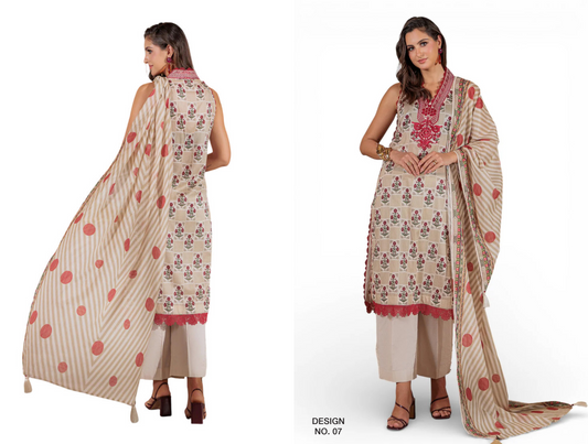 RUQAYYAHS – Digital Printed Embroidered Lawn Collection 2026 Design # 07