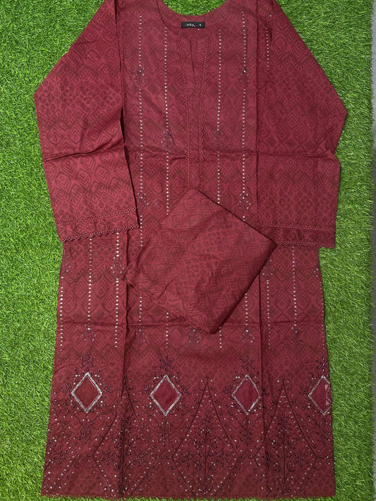 Aifa Maroon Luxury Lawn Stitched Embroidery 2Pcs Collection