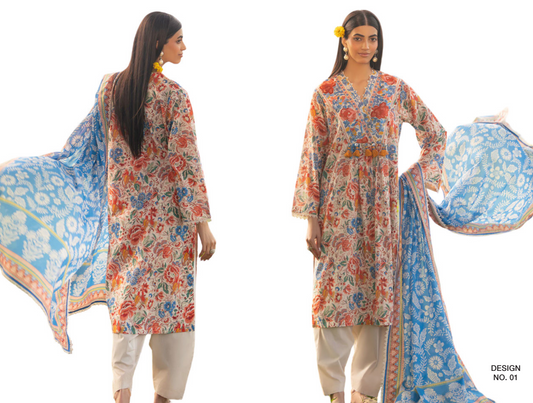 RUQAYYAHS – Digital Printed Embroidered Lawn Collection 2026 Design # 01