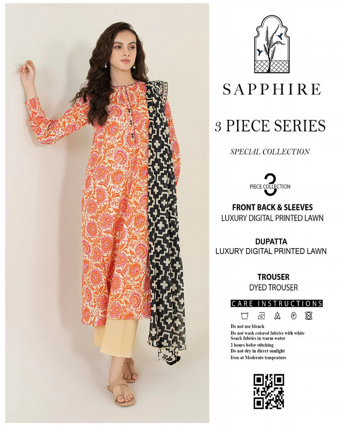 Sapphire Unstitched Lawn 3 Pieces in Wholesale Price π₯β€οΈ