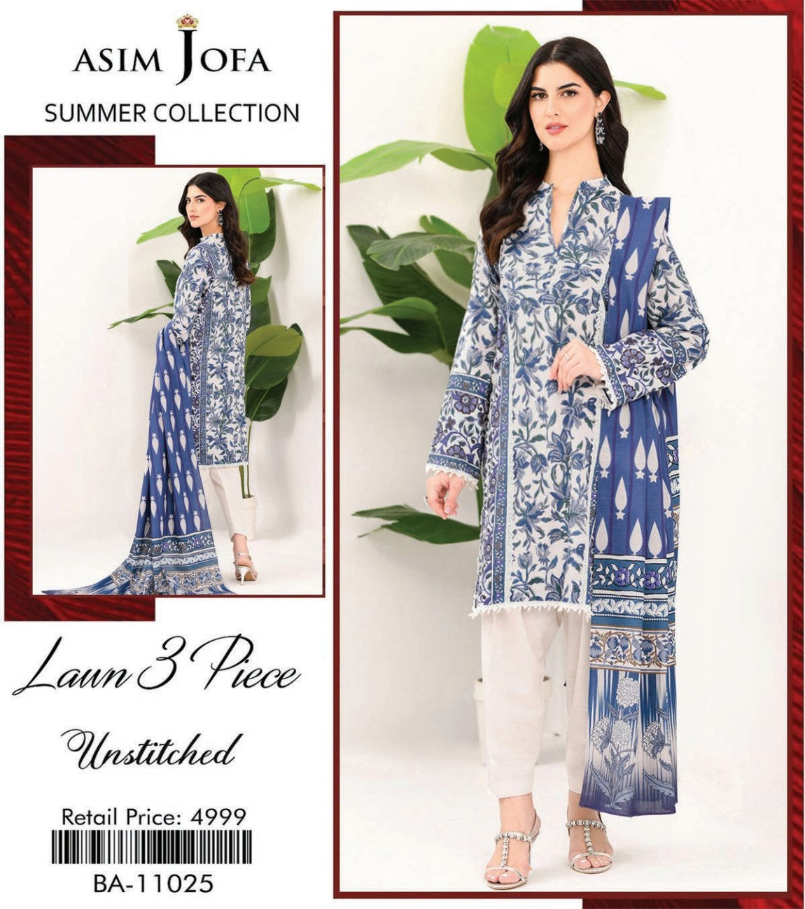 Asim Jofa Lawn Printed 3PC In Wholesale Price