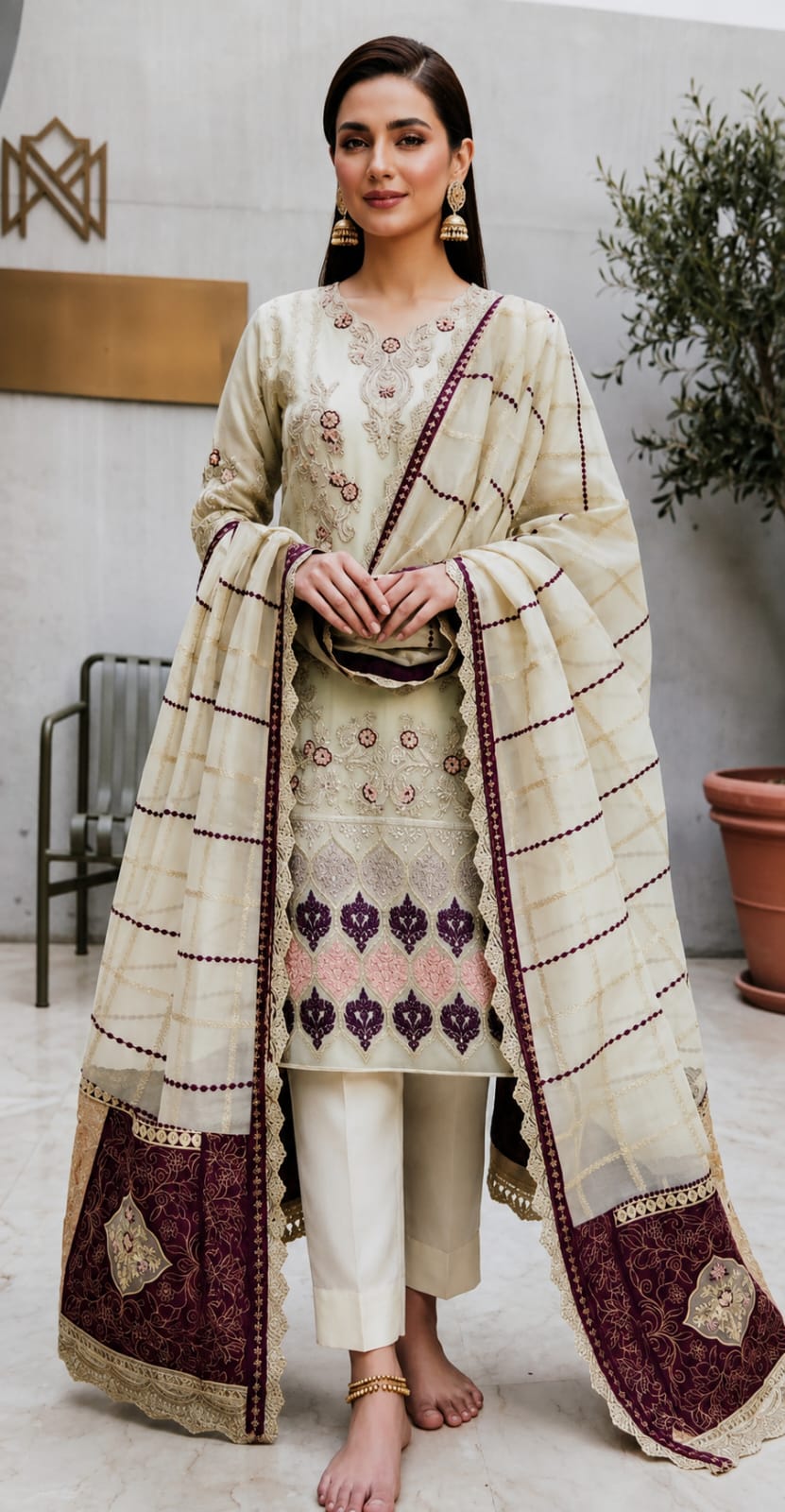 Hina Beige Luxury Embroidered Collection
