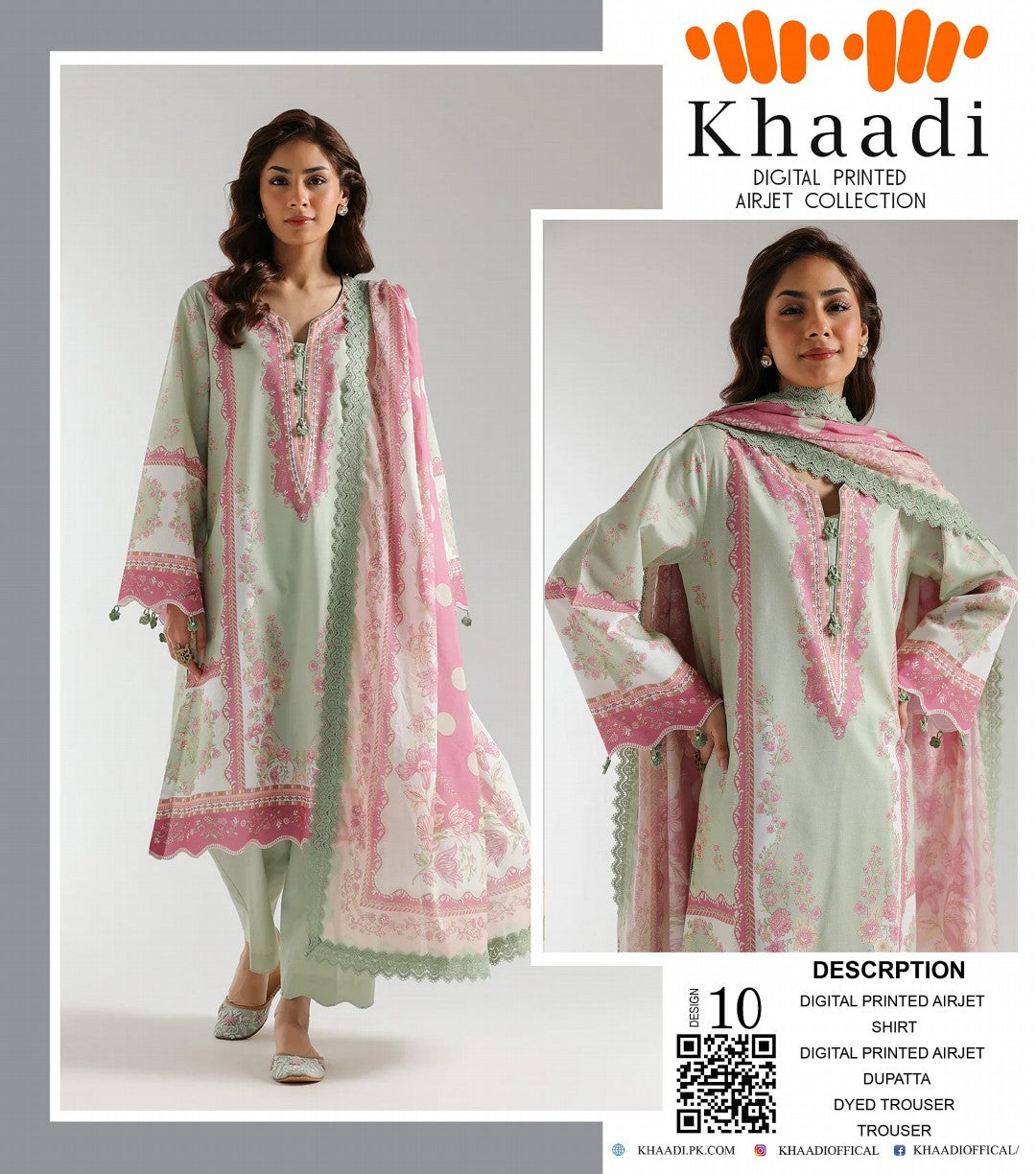 GulAhmed,Khaadi,Zellbury,Ego,Salitex,CrossStitch,Nishat,Firdous,Baroque,Maria.B,Alkaram ,SanaSafinaz Printed Unstitched 3P in 1299π΅π°π