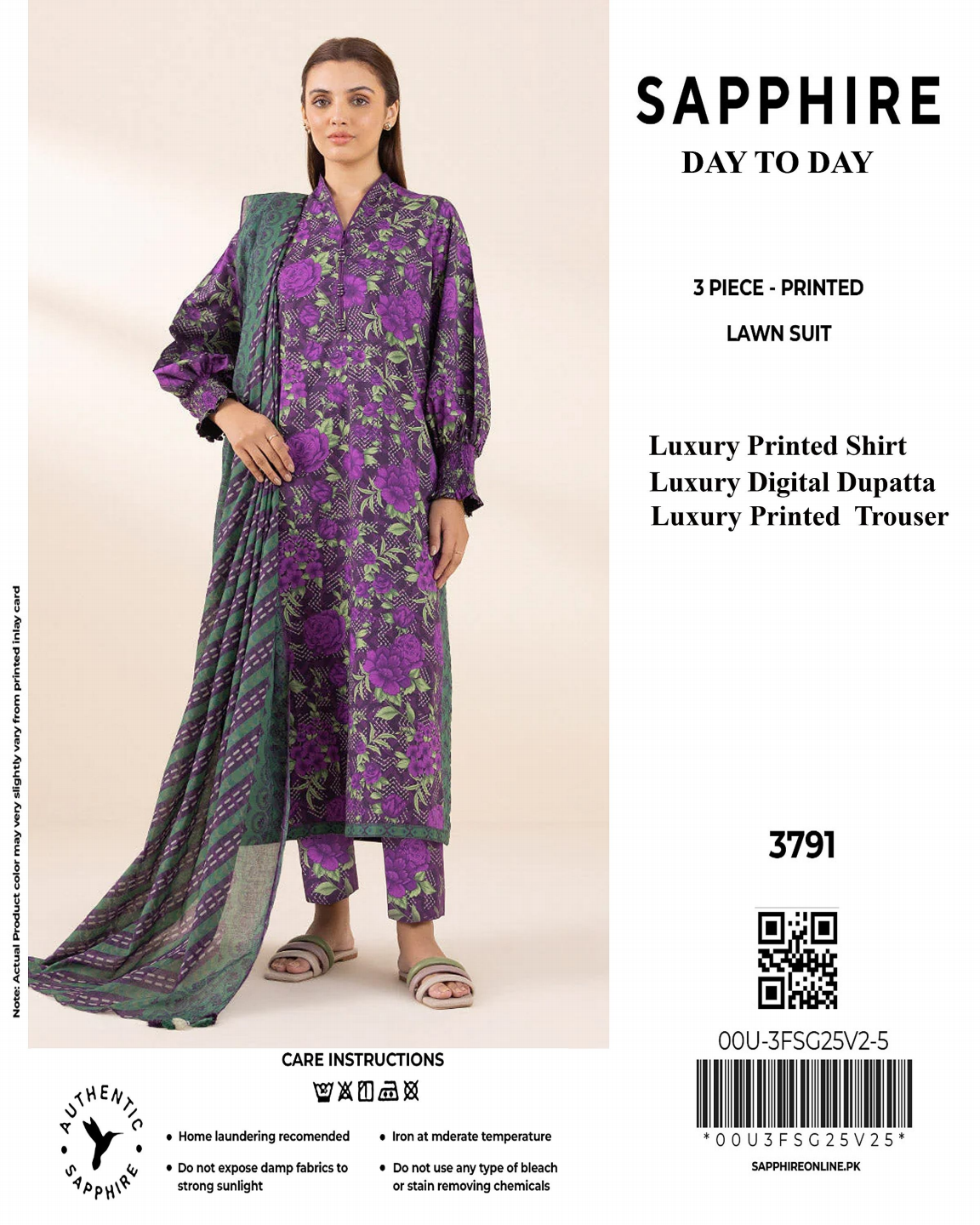 SAPPHIRE Lawn Unstitched 3 Pieces in Wholesale Price π₯π§‘