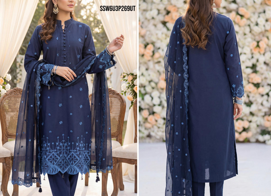LUXURY PREMIUM Laser Embroidered Lawn Unstitched Collection 2026 Design# SSW6U3P269UT
