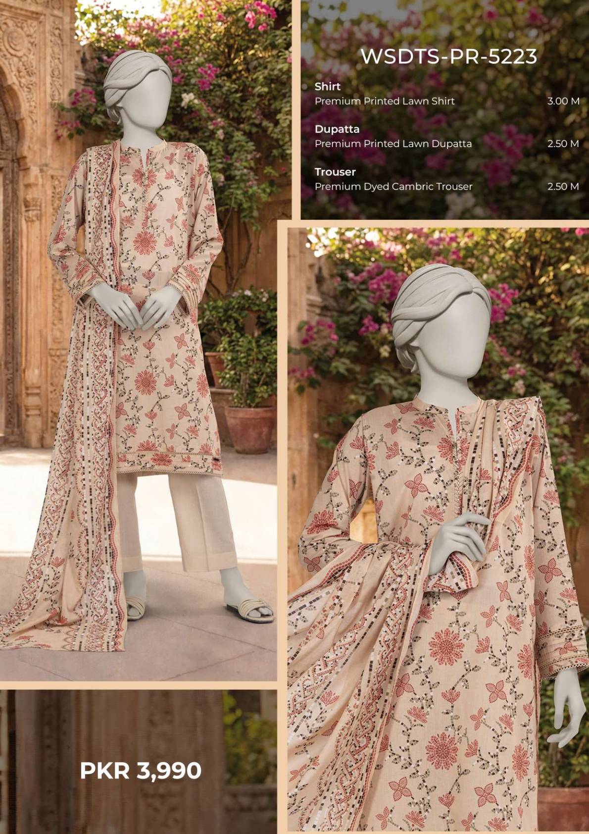 MTJ Original(WSDTS-PR-5223)Printed Lawn Unstitched Collection β Summer 2026