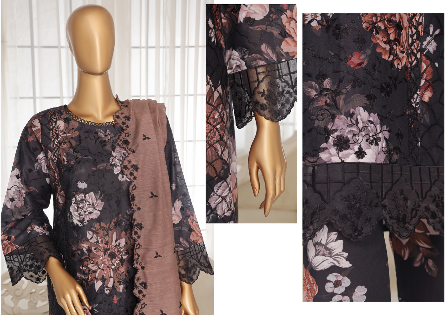 Aifa Daisy ChikanKari Unstitched 3 PIECE πβ