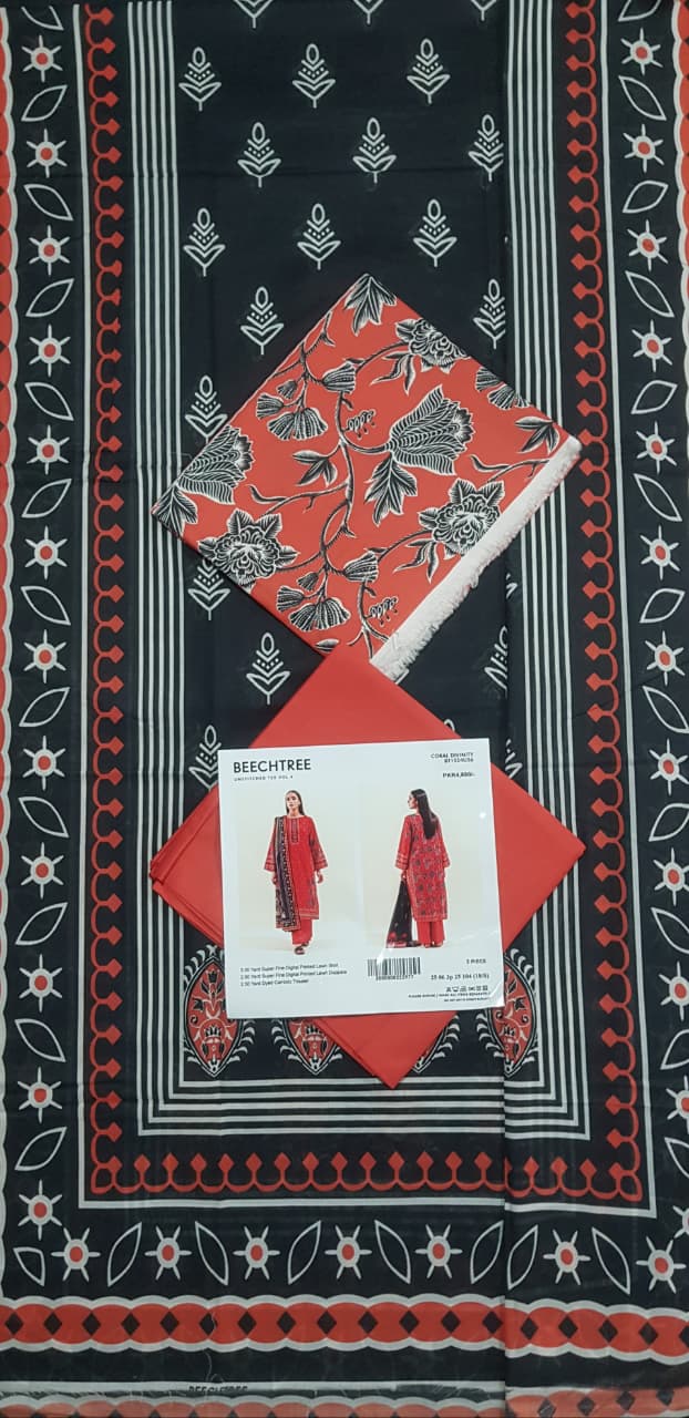BeechTree Black-Red Printed 3PCs