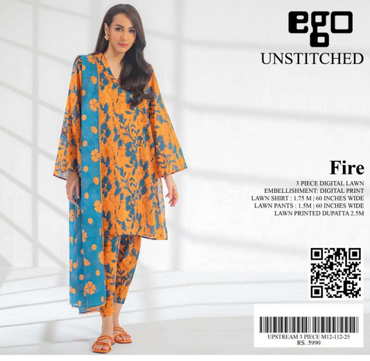 Ego Printed Unstitched 3PCs π₯β¨