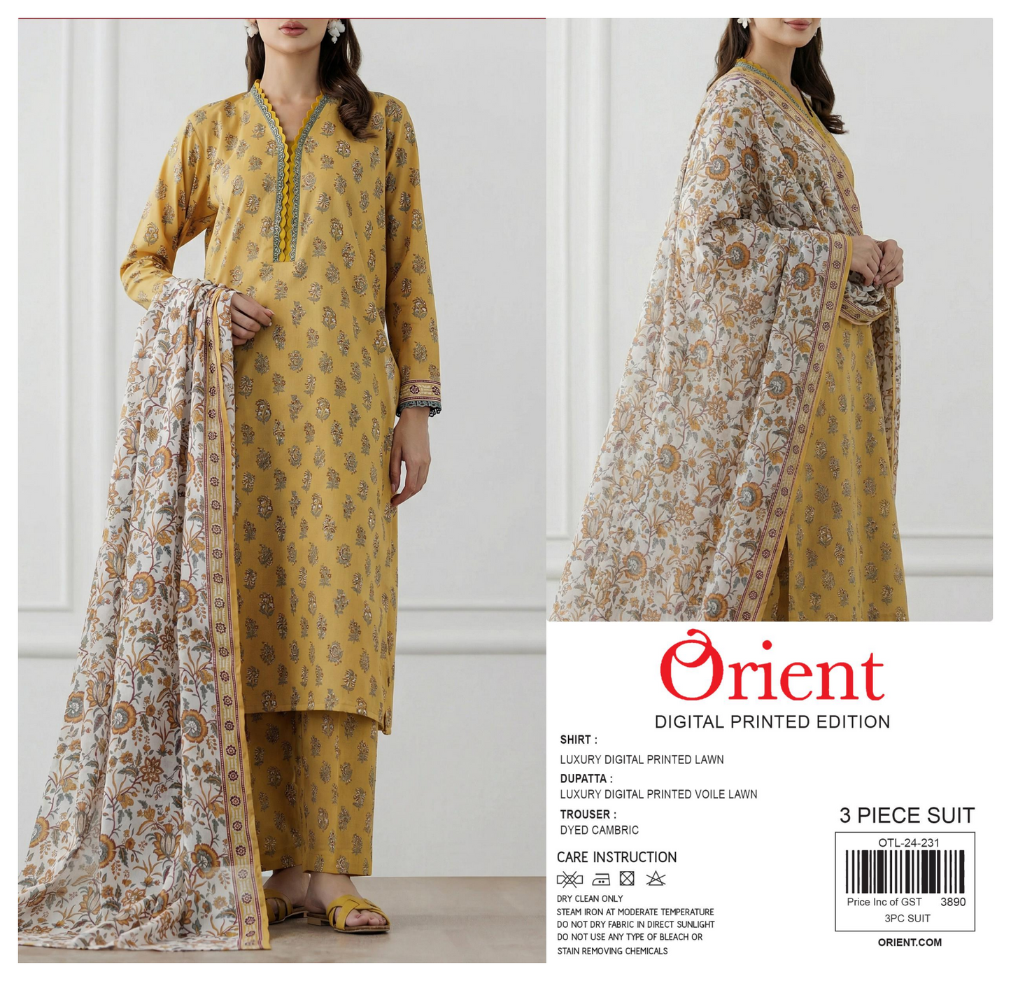 ✨💖ORIENT💖✨🌸PRINTED LAWN 3 PIECE🌸 OTL-24-231