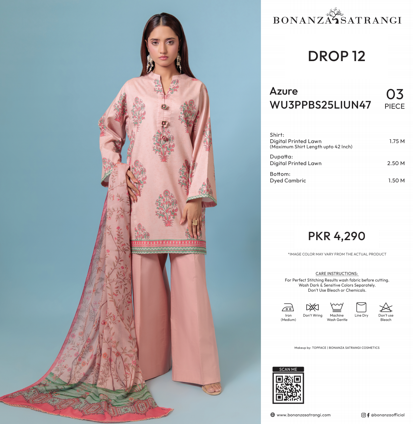 Bonanza Satrangi Unstitched Azure - 3 Pc (WU3PPBS25LIUN47)